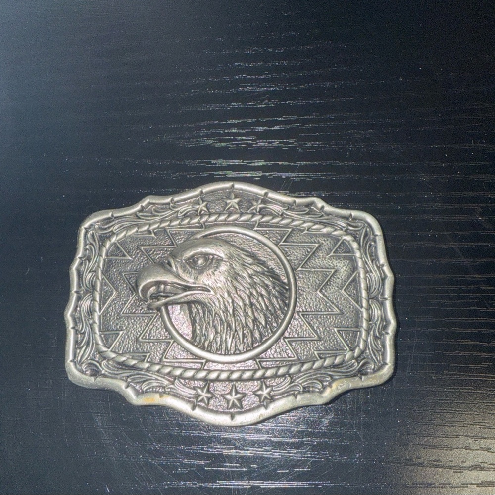 Pewter Eagle Head Belt Buckle